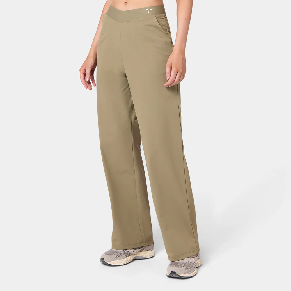 Wrap Waist Wide Leg Pants - Covert Green